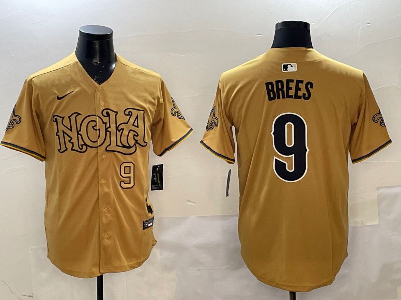 Men New Orleans Saints #9 Brees Yellow Joint Name 2025 Nike Limited NFL Jersey style 2->new orleans saints->NFL Jersey